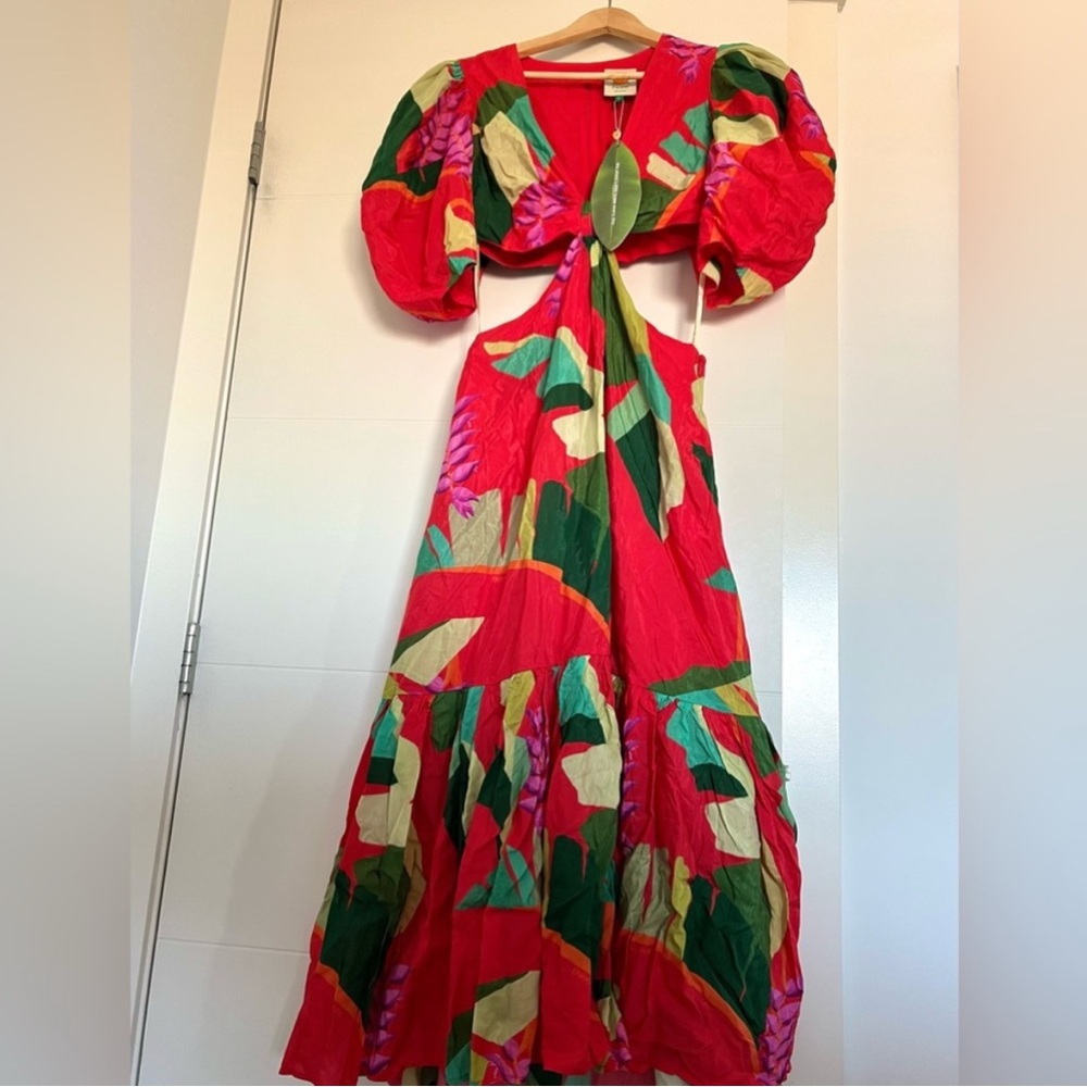 FARM Rio Red Heliconia Midi Dress - Picture 2 of 2